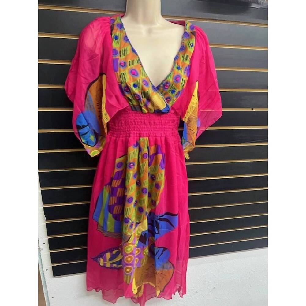 NEW NF women's fantasy sheer top in fuchsia